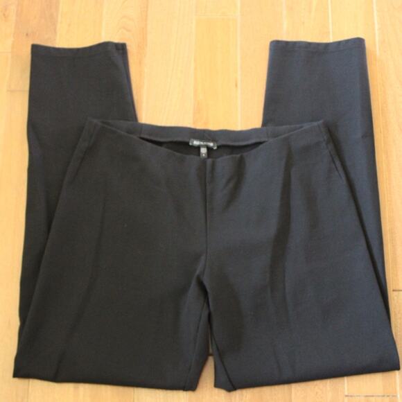 Eileen Fisher Black Tapered Skinny Dress‎ Pants Large Rayon Nylon Blend - Picture 2 of 8